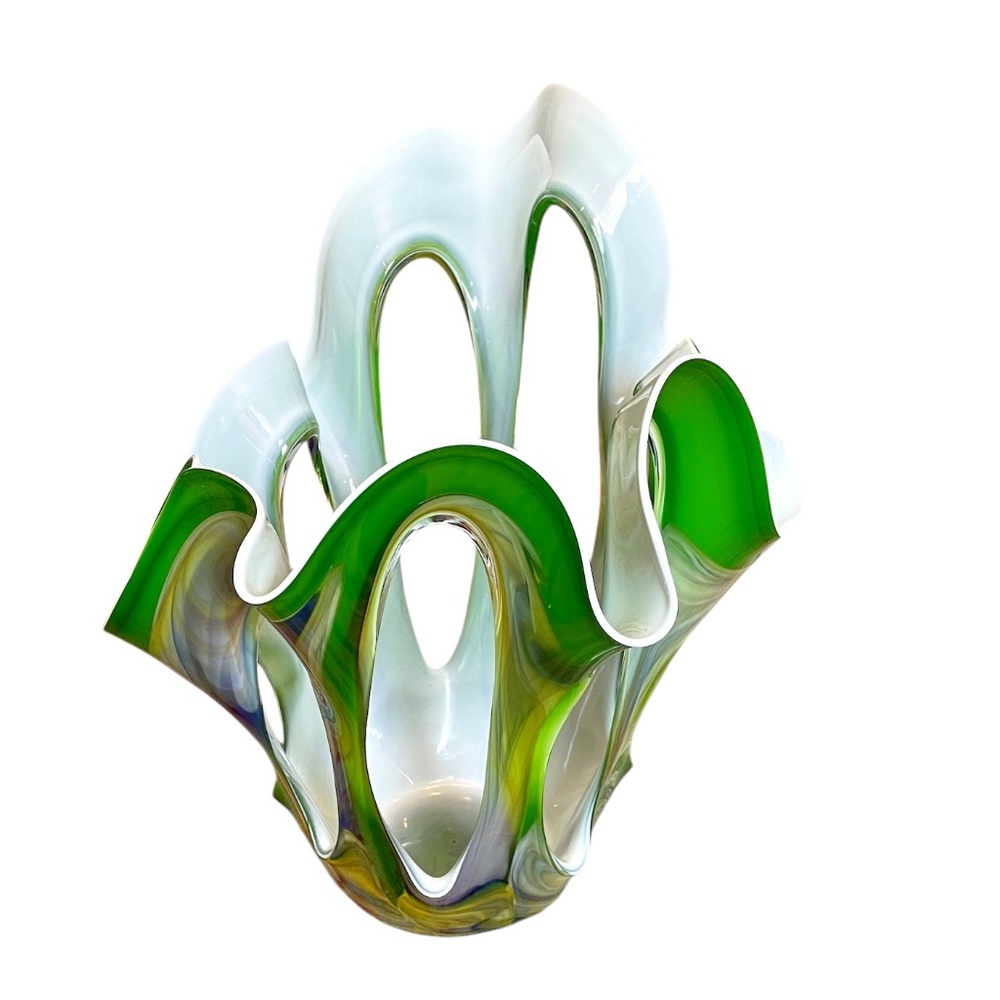 Makora Krosno Hand Crafted MCM Art‎ Sculpture Multi Colored Glass Vase